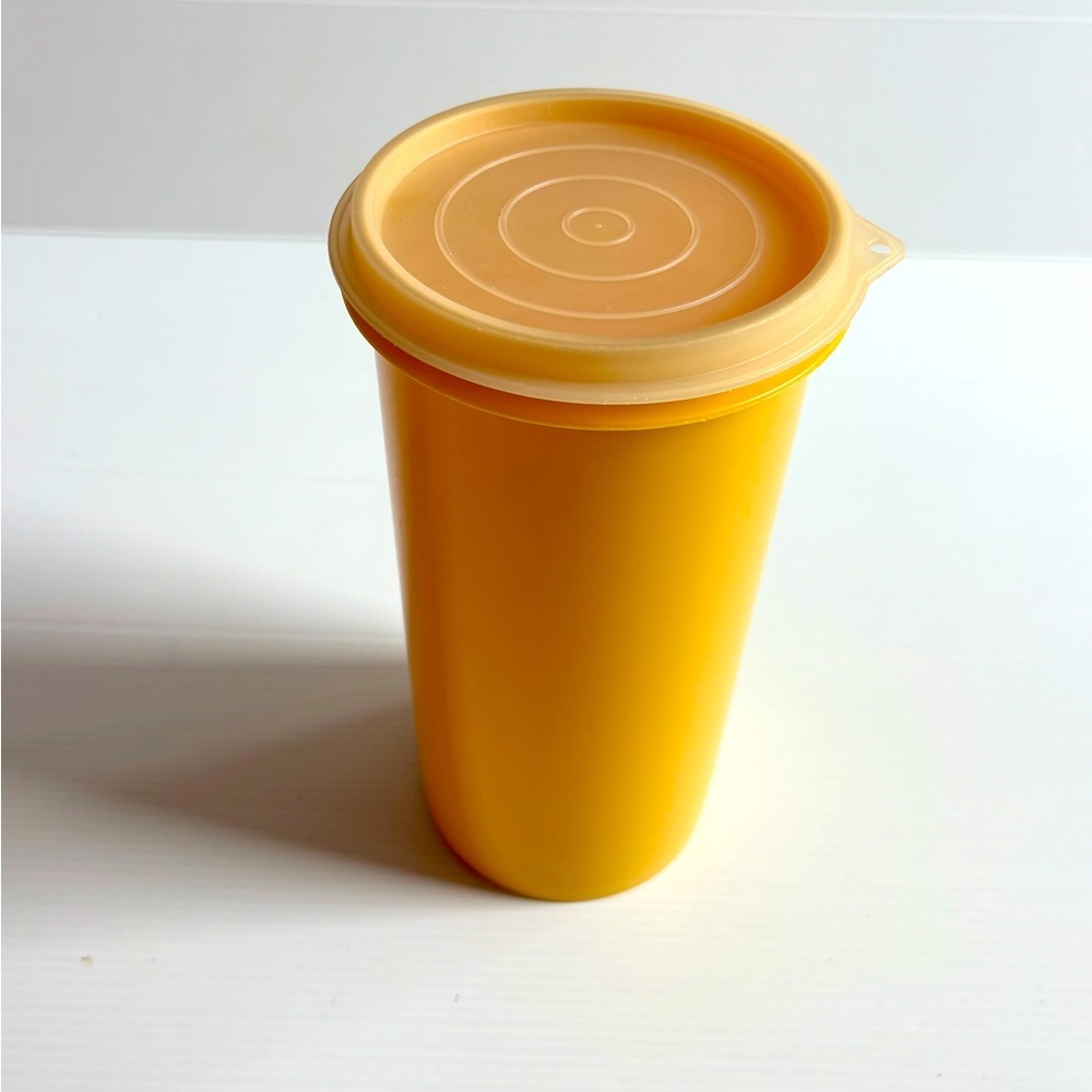 Vintage Crownware Yellow Plastic Canister 10" Retro Kitchen